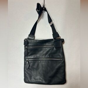 Margot Black Soft Leather 3 Zippered Pocket Crossbody Bag